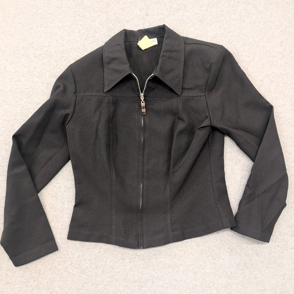 Blondie and‎ Me Black Zipper Front Blazer Jacket Women Size 9
